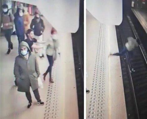 ویدئو | لحظه هل دادن یک زن جلوی قطار متروی بروکسل