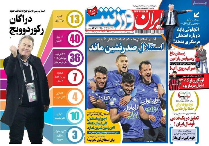 روزنامه‌های ورزشی - سه‌شنبه ۱۲ بهمن ۱۴۰۰