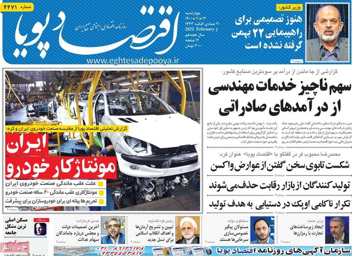 روزنامه‌های اقتصادی - چهارشنبه ۱۳ بهمن ۱۴۰۰