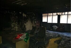 نخستین تصاویر از آتش‌زدن دفتر بسیج دانشجویی دانشگاه شریف + فیلم