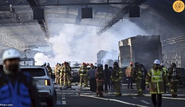 آتش‌سوزی مرگبار در بزرگراهی در کره‌جنوبی + فیلم