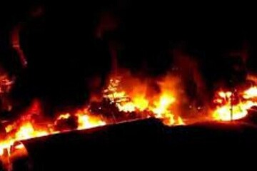 آتش‌سوزی در بازار حضرتی تهران + فیلم