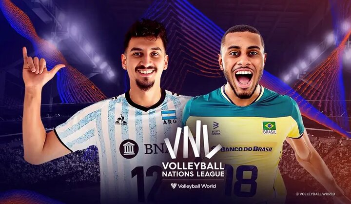 لیگ ملت‌های والیبال؛ آرژانتین ۲ - برزیل ۳ + فیلم خلاصه بازی